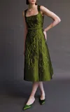 Emilia Wickstead Pinah Embossed Jacquard Midi Dress In Green