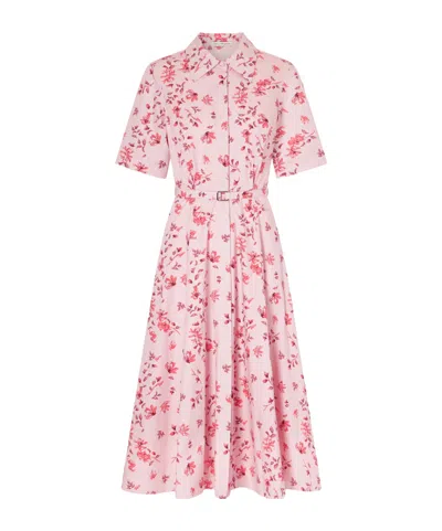 Emilia Wickstead Rubie Belted Floral-print Organic Cotton-poplin Midi Dress In Pink