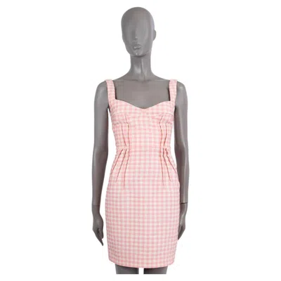 Pre-owned Emilia Wickstead Pink Seersucker Gingham Sleeveless Short Dress 6 Xxs