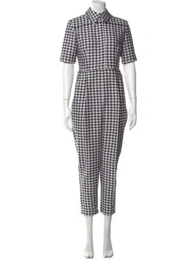 Pre-owned Emilia Wickstead Plaid Print Jumpsuit In White