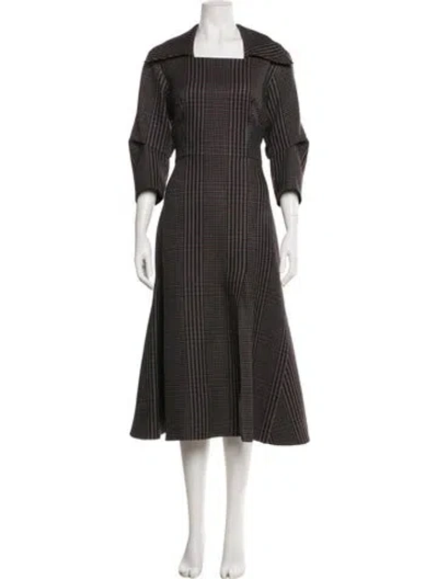 Pre-owned Emilia Wickstead Plaid Print Long Dress In Multi