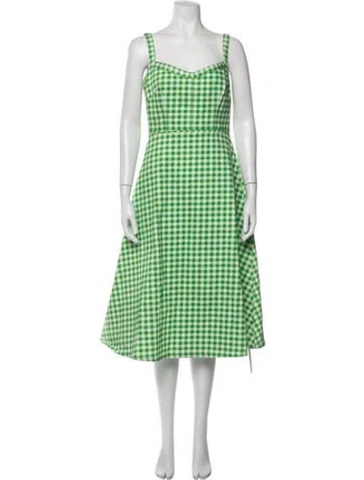 Pre-owned Emilia Wickstead Plaid Print Midi Length Dress In Green