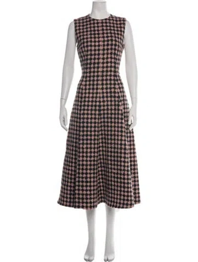 Pre-owned Emilia Wickstead Plaid Print Midi Length Dress In Multicolor