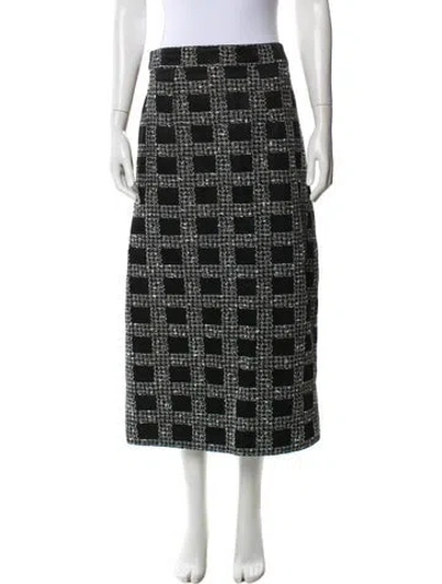 Pre-owned Emilia Wickstead Plaid Print Midi Length Skirt In Black