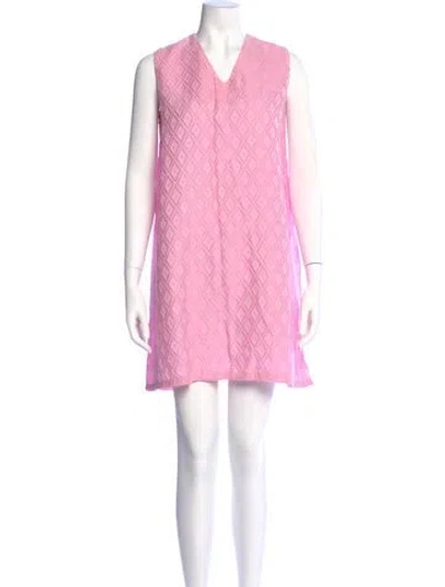 Pre-owned Emilia Wickstead Plaid Print Mini Dress In Pink