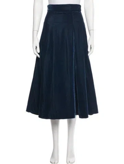 Pre-owned Emilia Wickstead Pleated Accents Midi Length Skirt In Blue
