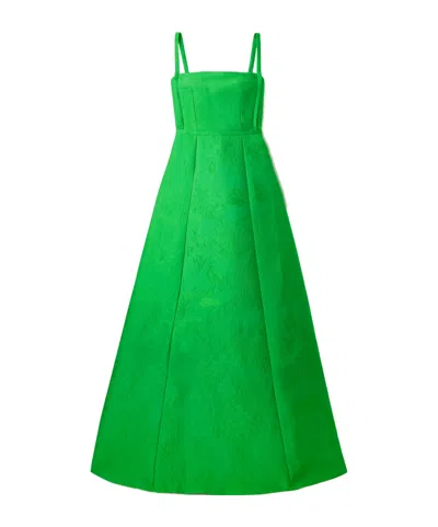 Emilia Wickstead Pleated Cloqué Gown In Green