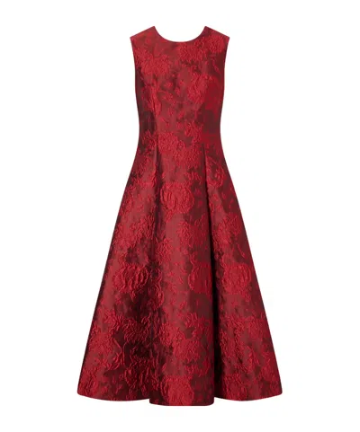 Emilia Wickstead Mara Pleated Floral-cloqué Midi Dress In Burgundy