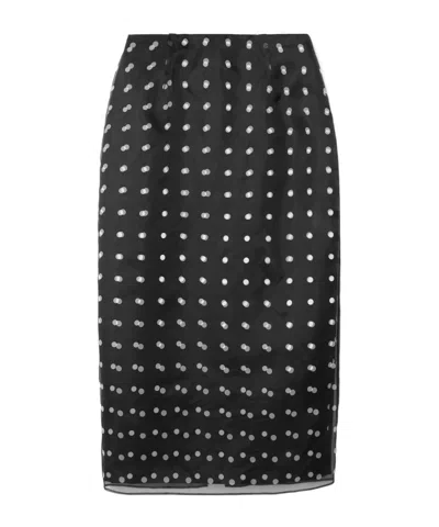 Emilia Wickstead Polka-dot Recycled-organza And Faille Skirt In Black