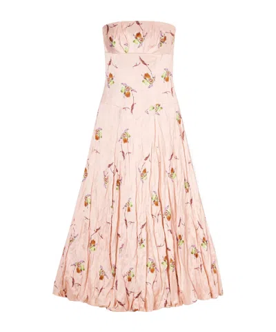 Emilia Wickstead Kaia Floral Satin Bustier Dress In Animal Print