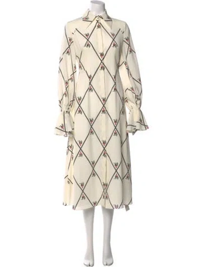 Pre-owned Emilia Wickstead Printed Long Dress In Neutral
