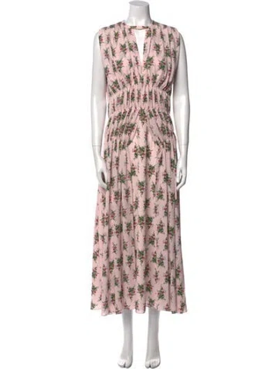 Pre-owned Emilia Wickstead Printed Long Dress In Pink