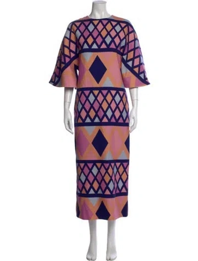 Pre-owned Emilia Wickstead Printed Long Dress In Purple