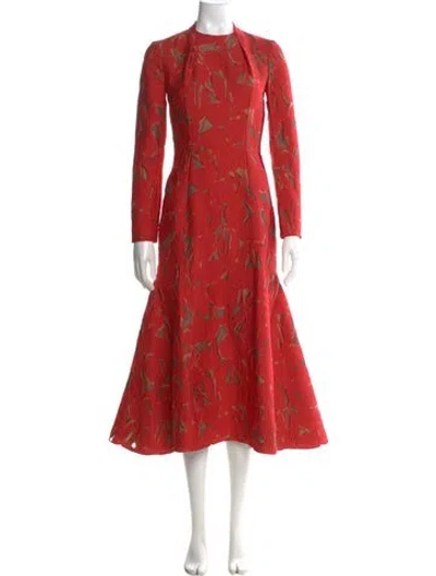 Pre-owned Emilia Wickstead Printed Long Dress W/ Tags In Red