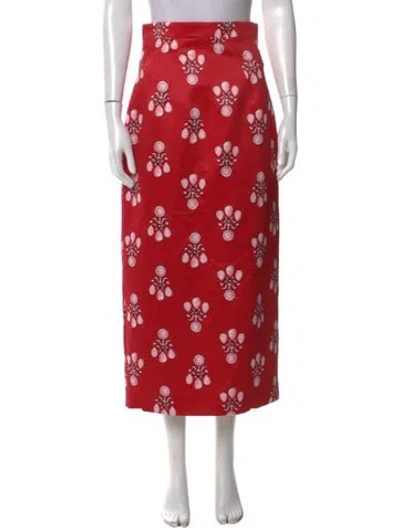Pre-owned Emilia Wickstead Printed Long Skirt In Red