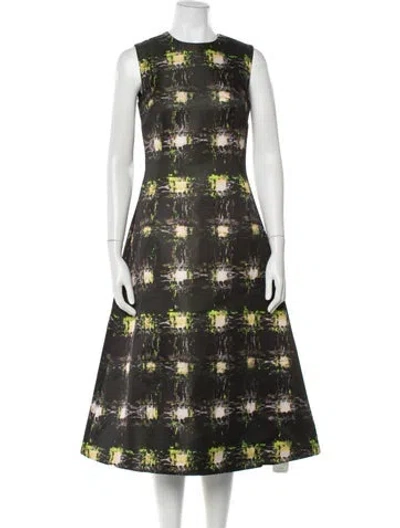 Pre-owned Emilia Wickstead Printed Midi Length Dress In Black