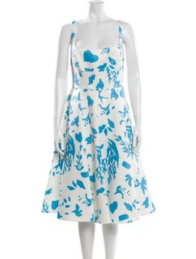 Pre-owned Emilia Wickstead Printed Midi Length Dress In White