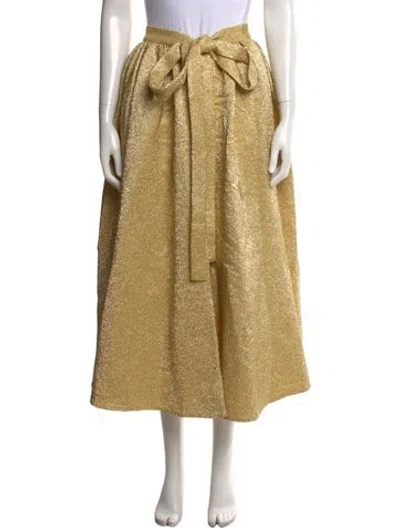 Pre-owned Emilia Wickstead Printed Midi Length Skirt In Gold