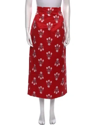 Pre-owned Emilia Wickstead Printed Midi Length Skirt In Red