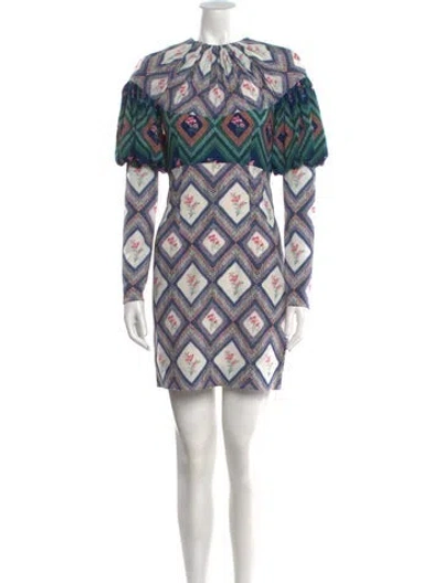 Pre-owned Emilia Wickstead Printed Mini Dress In Blue