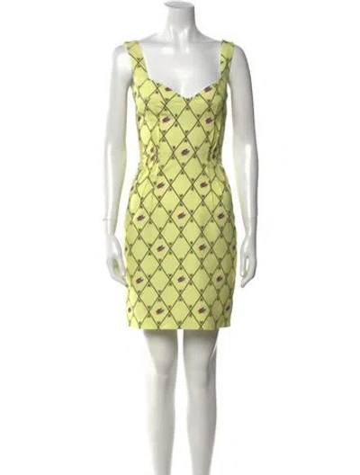 Pre-owned Emilia Wickstead Printed Mini Dress W/ Tags In Green