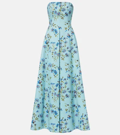 Emilia Wickstead Ragna Floral Taffeta Faille Gown In Blue