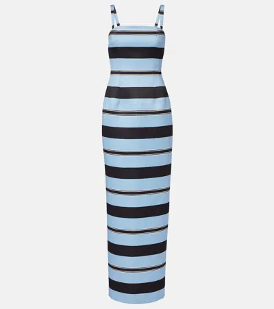 Emilia Wickstead Regina Striped Taffeta Faille Maxi Dress In Blue