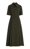 Emilia Wickstead Renated Collared Birdseye Suiting Midi Dress