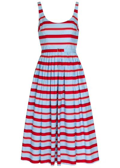 Emilia Wickstead Rhea Striped Belted Cotton Midi Dress In Multi