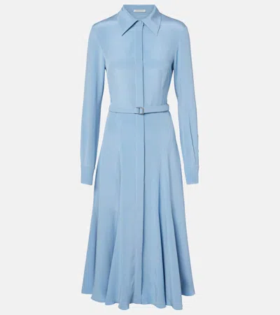 Emilia Wickstead Riko Belted Silk Midi Dress In Blue