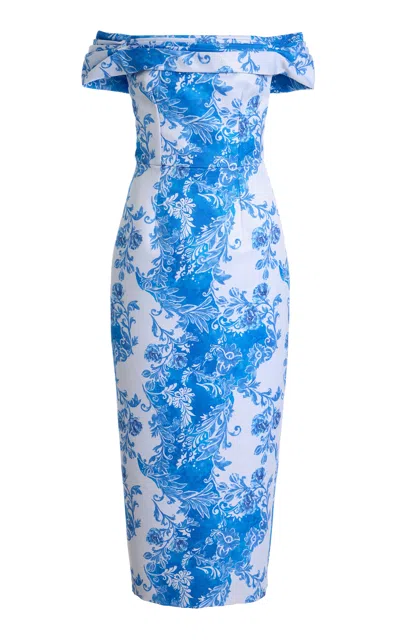 Emilia Wickstead Rochelle Off-the-shoulder Gown In Light Blue