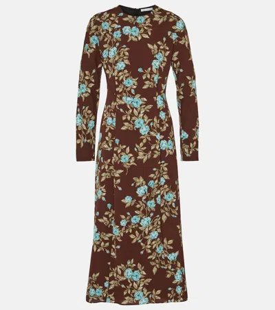 Emilia Wickstead Roland Floral Crêpe Midi Dress In Multicoloured