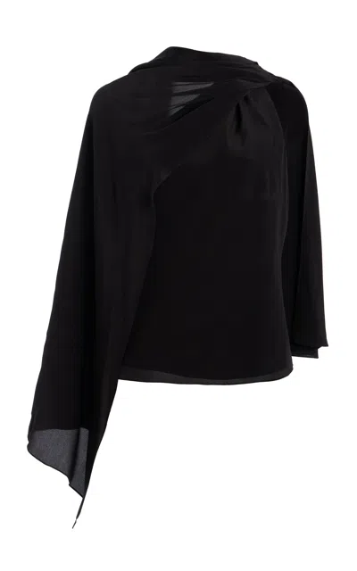 Emilia Wickstead Rosie Silk Capelet Top In Black