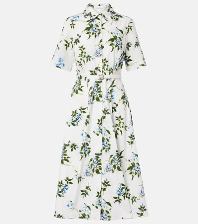Emilia Wickstead Rubie Floral Cotton Poplin Shirt Dress In White