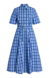 Emilia Wickstead Rubie Gingham Cotton Shirt Dress In Light Blue