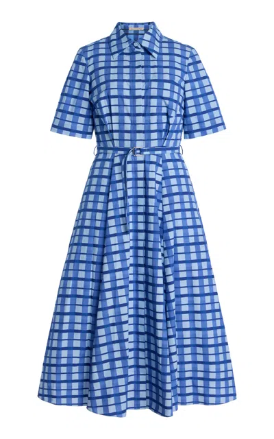 Emilia Wickstead Rubie Gingham Cotton Shirt Dress In Light Blue