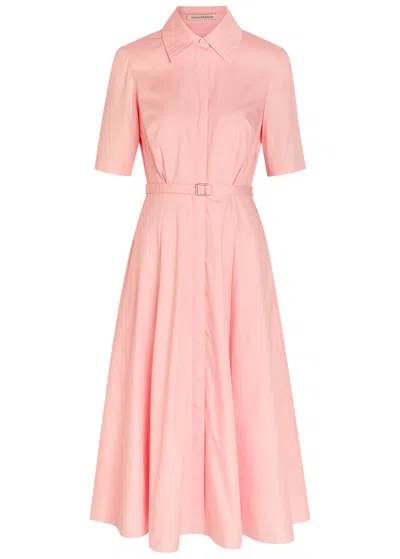 Emilia Wickstead Ruble Belted Cotton Midi Shirt Dress In Pink