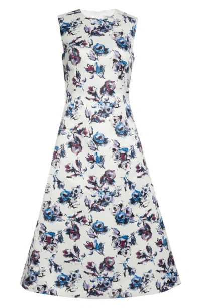 Emilia Wickstead Rumi Floral Satin Midi Dress In Purple