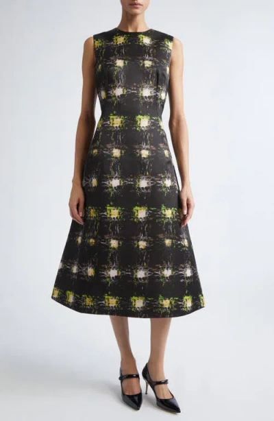 Emilia Wickstead Rumi Genzianella Fit & Flare Midi Dress In Black