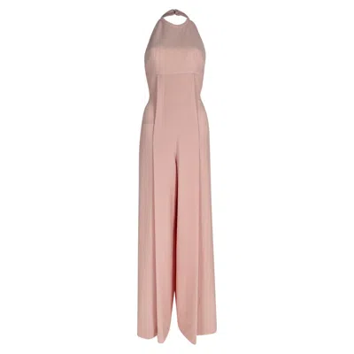 Pre-owned Emilia Wickstead Sabryn Crepe Halterneck Jumpsuit In Pink Polyester