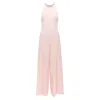 Emilia Wickstead Sabryn Pleated Front Flap Back Halter Wide Jumpsuit In Pink