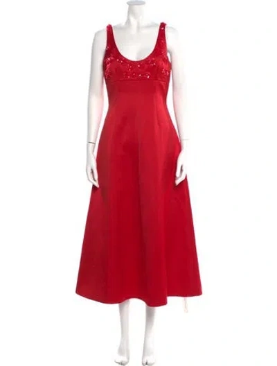 Pre-owned Emilia Wickstead Scoop Neck Long Dress In Red