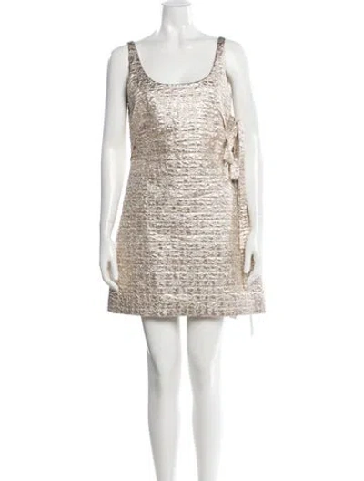 Pre-owned Emilia Wickstead Scoop Neck Mini Dress In Neutral