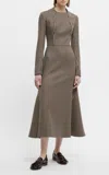 Emilia Wickstead Seneca Striped Wool-blend Midi Dress In Brown