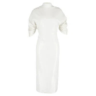Emilia Wickstead Shari Open-back Sequined Midi Dress In White Polyester