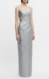 Emilia Wickstead Sharon Metallic Seersucker Maxi Dress In Silver