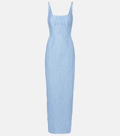 Emilia Wickstead Sharon Seersucker Gown In Blue