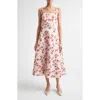 Emilia Wickstead Shiloh Floral Faille Midi Dress In Pink