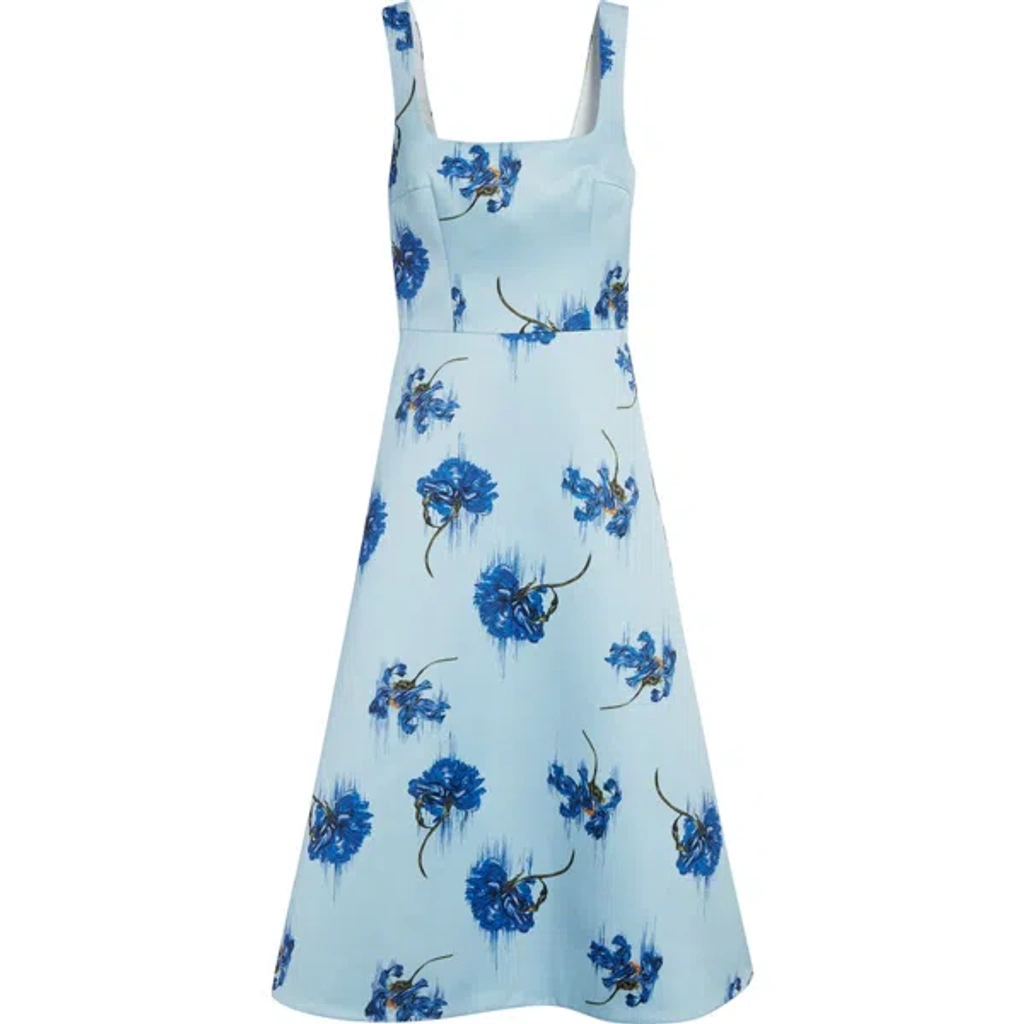 emilia wickstead blue floral dress Fifer Mini Dress in Electric Blue Floral Printed Twill main image 1