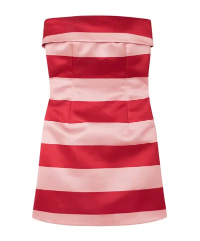 Emilia Wickstead Sidnie Strapless Striped Duchesse-satin Mini Dress In Red